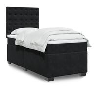 vidaXL Giroletto a Molle con Materasso Nero 100x200 cm in Velluto
