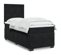 vidaXL Giroletto a Molle con Materasso Nero 100x200 cm in Velluto