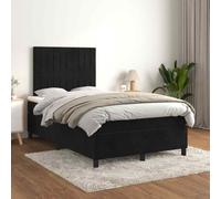 vidaXL Giroletto a Molle con Materasso Nero 120x200 cm in Velluto