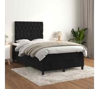 vidaXL Giroletto a Molle con Materasso Nero 120x200 cm in Velluto
