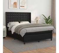 vidaXL Giroletto a Molle con Materasso Nero 140x190 cm in Similpelle