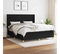 VIDAXL - Giroletto A Molle Con Materasso Nero 180x200 Cm In Tessuto - SPEDIZIONE GRATUITA