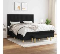 vidaXL Giroletto a Molle con Materasso Nero 180x200 cm in Tessuto
