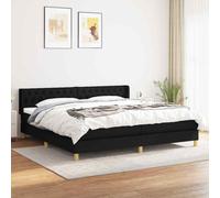 vidaXL Giroletto a Molle con Materasso Nero 200x200 cm in Tessuto