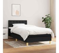 vidaXL Giroletto a Molle con Materasso Nero 90x190 cm in Tessuto