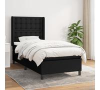 vidaXL Giroletto a Molle con Materasso Nero 90x190 cm in Tessuto
