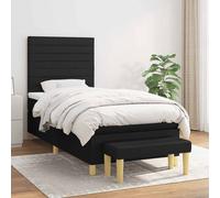 vidaXL Giroletto a Molle con Materasso Nero 90x190 cm in Tessuto