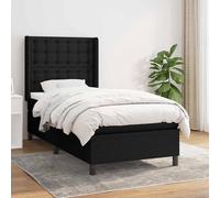 vidaXL Giroletto a Molle con Materasso Nero 90x190 cm in Tessuto