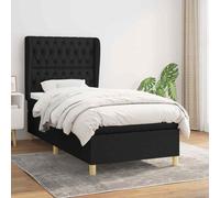 vidaXL Giroletto a Molle con Materasso Nero 90x190 cm in Tessuto