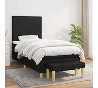 vidaXL Giroletto a Molle con Materasso Nero 90x190 cm in Tessuto
