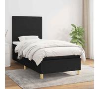 vidaXL Giroletto a Molle con Materasso Nero 90x190 cm in Tessuto