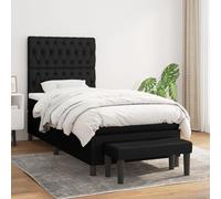 vidaXL Giroletto a Molle con Materasso Nero 90x190 cm in Tessuto