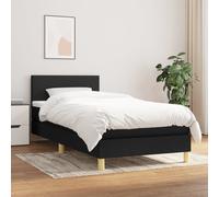 vidaXL Giroletto a Molle con Materasso Nero 90x190 cm in Tessuto