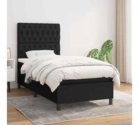 VIDAXL - Giroletto A Molle Con Materasso Nero 90x190 Cm In Tessuto - SPEDIZIONE GRATUITA