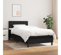 vidaXL Giroletto a Molle con Materasso Nero 90x190 cm in Tessuto