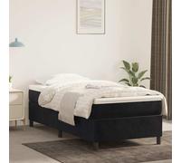 AX Letto Velluto Nero 193x90x35cm Materasso 90x190x20cm CopriMaterasso + 3144653