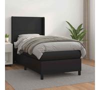 vidaXL Giroletto a Molle con Materasso Nero 90x200 cm in Similpelle
