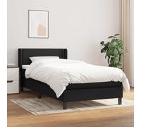 vidaXL Giroletto a Molle con Materasso Nero 90x200 cm in Tessuto