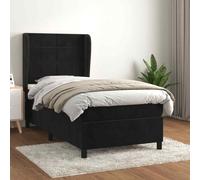 vidaXL Giroletto a Molle con Materasso Nero 90x200 cm in Velluto