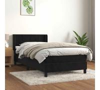 vidaXL Giroletto a Molle con Materasso Nero 90x200 cm in Velluto