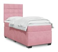 vidaXL Giroletto a Molle con Materasso Rosa 100x200 cm in Velluto
