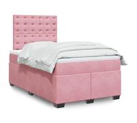 vidaXL Giroletto a Molle con Materasso Rosa 120x190 cm in Velluto