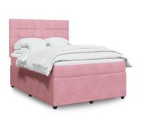 vidaXL Giroletto a Molle con Materasso Rosa 140x200 cm in Velluto