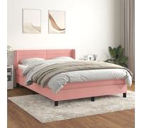 vidaXL Giroletto a Molle con Materasso Rosa 140x200 cm in Velluto