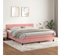 vidaXL Giroletto a Molle con Materasso Rosa 160x200 cm in Velluto