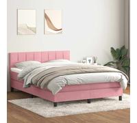 vidaXL Giroletto a Molle con Materasso Rosa 160x220 cm in Velluto