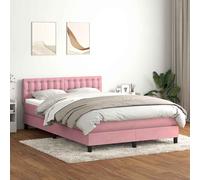 vidaXL Giroletto a Molle con Materasso Rosa 160x220 cm in Velluto