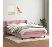 vidaXL Giroletto a Molle con Materasso Rosa 160x220 cm in Velluto