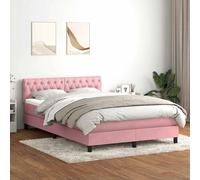 vidaXL Giroletto a Molle con Materasso Rosa 160x220 cm in Velluto