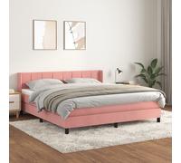 vidaXL Giroletto a Molle con Materasso Rosa 180x200 cm in Velluto