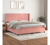 vidaXL Giroletto a Molle con Materasso Rosa 200x200 cm in Velluto