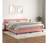 vidaXL Giroletto a Molle con Materasso Rosa 200x200 cm in Velluto