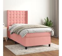 vidaXL Giroletto a Molle con Materasso Rosa 80x200 cm in Velluto