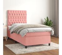 VidaXL Giroletto a Molle con Materasso Rosa 90x190 cm in Velluto