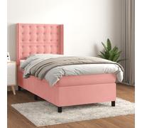 vidaXL Giroletto a Molle con Materasso Rosa 90x200 cm in Velluto