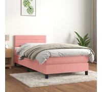 vidaXL Giroletto a Molle con Materasso Rosa 90x200 cm in Velluto