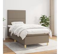 vidaXL Giroletto a Molle con Materasso Tortora 100x200 cm in Tessuto