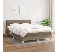 VidaXL Giroletto a Molle con Materasso Tortora 140x190 cm in Tessuto