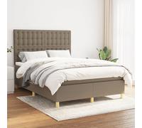 vidaXL Giroletto a Molle con Materasso Tortora 140x190 cm in Tessuto