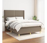 vidaXL Giroletto a Molle con Materasso Tortora 140x190 cm in Tessuto