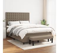 vidaXL Giroletto a Molle con Materasso Tortora 140x190 cm in Tessuto