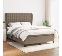 vidaXL Giroletto a Molle con Materasso Tortora 140x200 cm in Tessuto