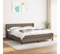 vidaXL Giroletto a Molle con Materasso Tortora 160x200 cm in Tessuto