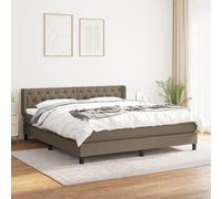 vidaXL Giroletto a Molle con Materasso Tortora 160x200 cm in Tessuto