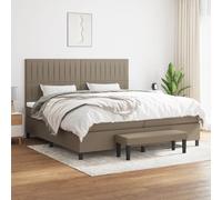 vidaXL Giroletto a Molle con Materasso Tortora 200x200 cm in Tessuto