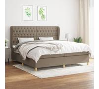 vidaXL Giroletto a Molle con Materasso Tortora 200x200 cm in Tessuto